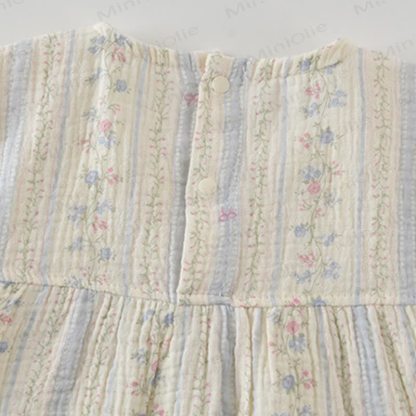 Baby Girls Beige Floral Lace Bib Collar Romper - image 3