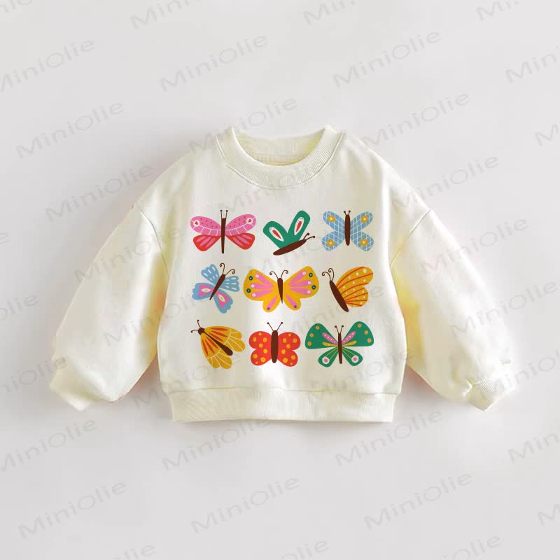 Baby Toddler Butterflies Cream Sweatshirt - Cream - 3-5T - image 1