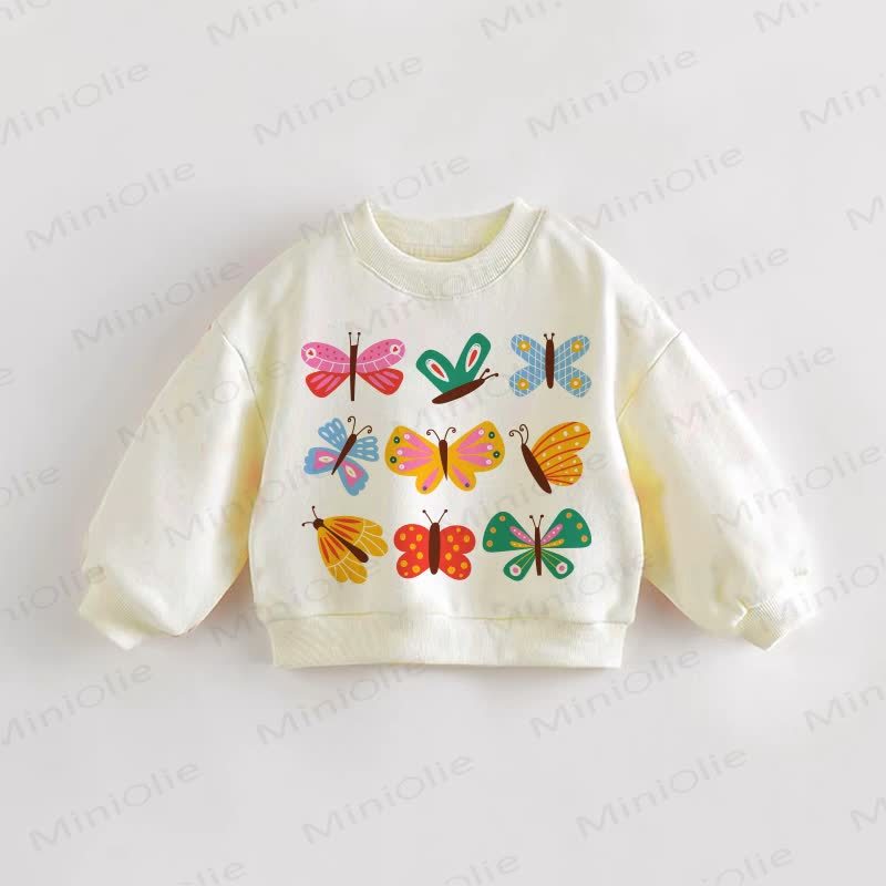 Baby Toddler Butterflies Cream Sweatshirt - Cream - 3-5T - image 1