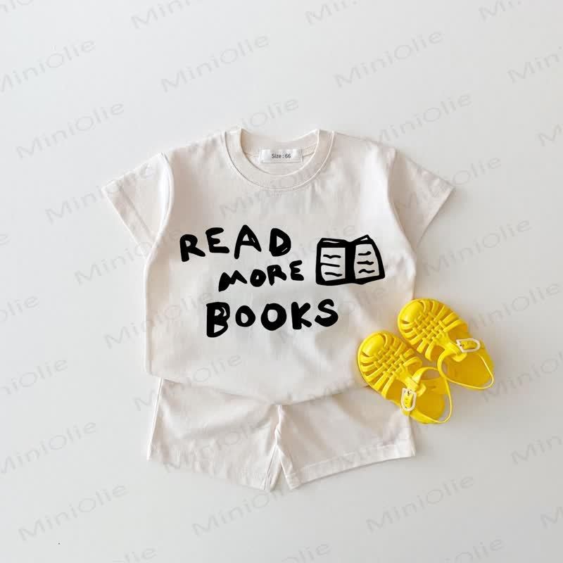 READ MORE BOOKS Baby White Tee and Shorts 2-piece Set - White - 18-24M - image 1
