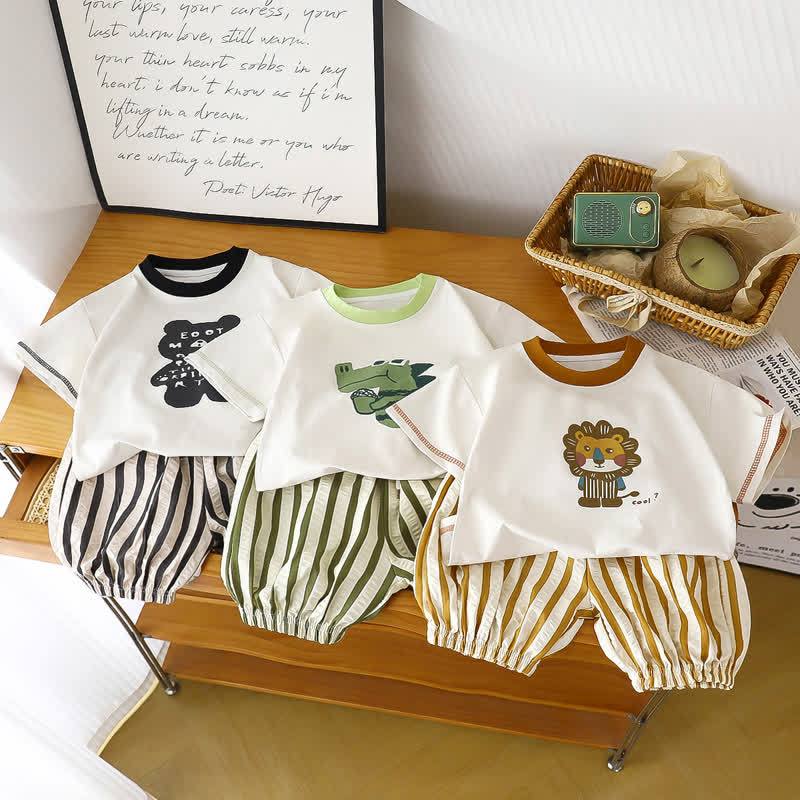 Toddler Boys Animal Tee and Stripe Shorts 2-piece Set - image 1