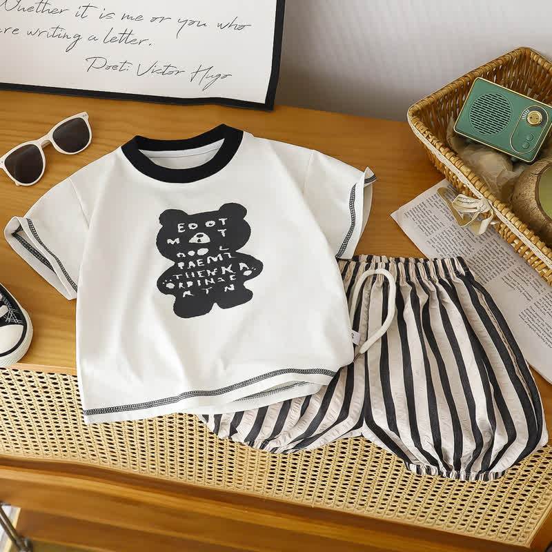 Toddler Boys Animal Tee and Stripe Shorts 2-piece Set - Black - 8-9T - image 3