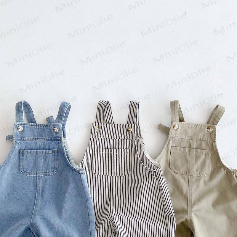 Baby Toddler Solid Color/Striped Denim Overalls - image 8