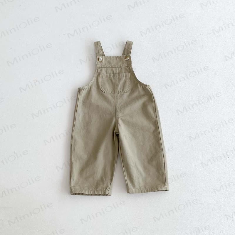 Baby Toddler Solid Color/Striped Denim Overalls - Khaki - 4-5T - image 4