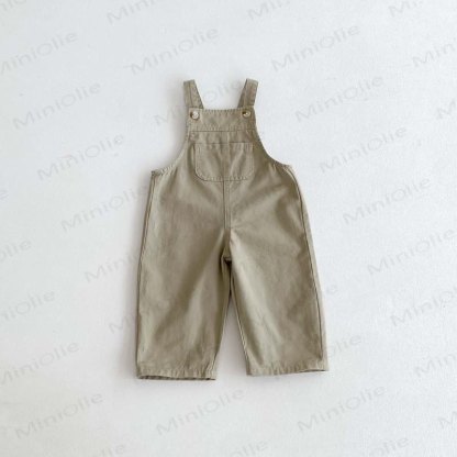 Baby Toddler Solid Color/Striped Denim Overalls - Khaki - 4-5T - image 4