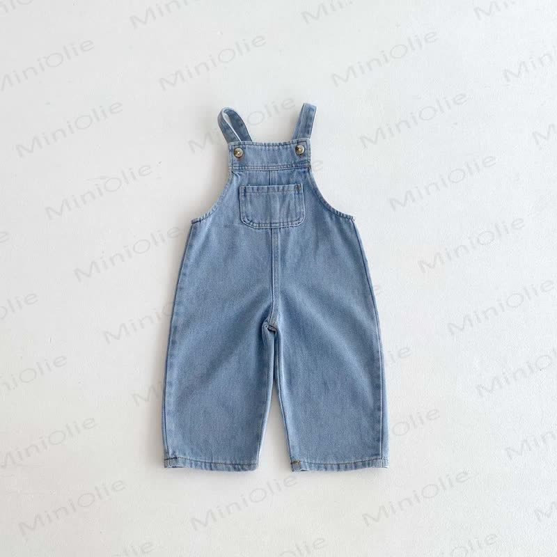 Baby Toddler Solid Color/Striped Denim Overalls - Blue - 4-5T - image 2