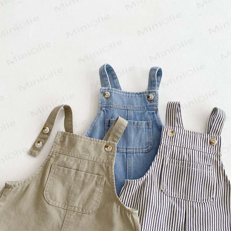Baby Toddler Solid Color/Striped Denim Overalls - image 9