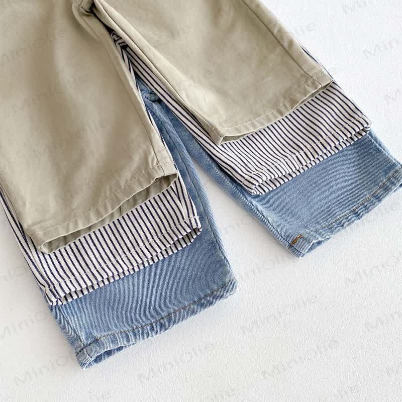 Baby Toddler Solid Color/Striped Denim Overalls - image 10