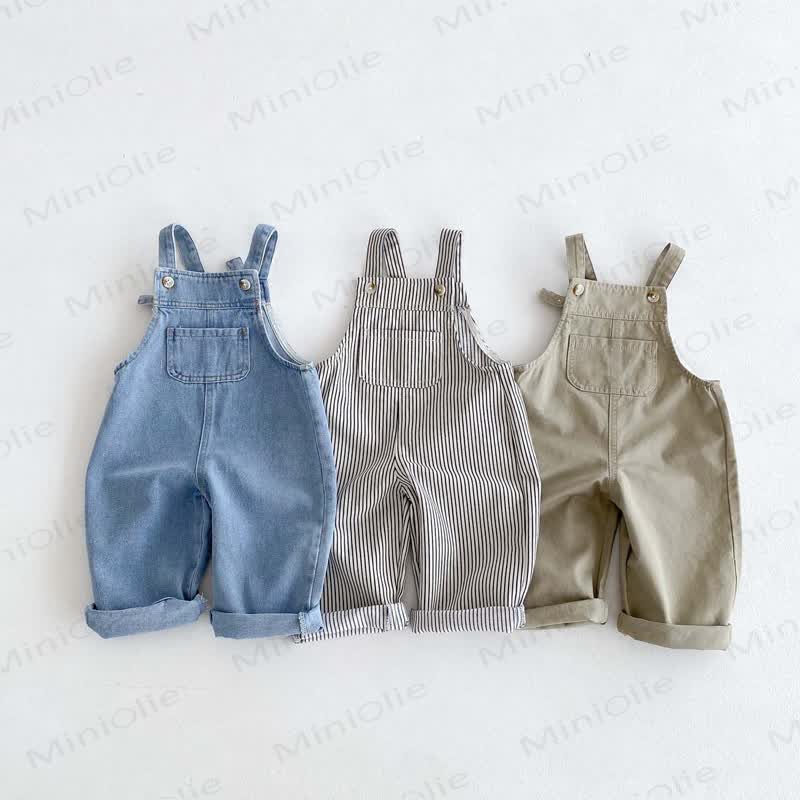 Baby Toddler Solid Color/Striped Denim Overalls - image 1
