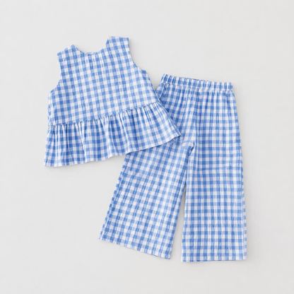 Baby Toddler Green/Blue Plaid Sleeveless Top and Pants 2-piece Set - image 4