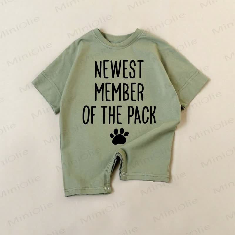 NEWEST MEMBER OF THE PACK Baby Green Slogan Romper - Green - 18-24M - image 1