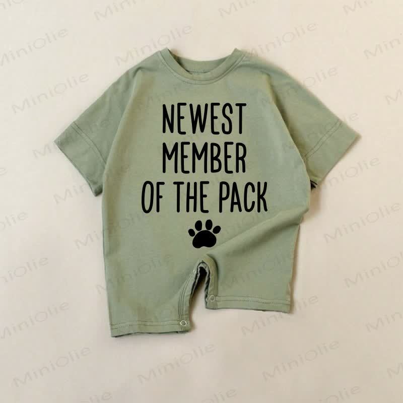 NEWEST MEMBER OF THE PACK Baby Green Slogan Romper - Green - 18-24M - image 1