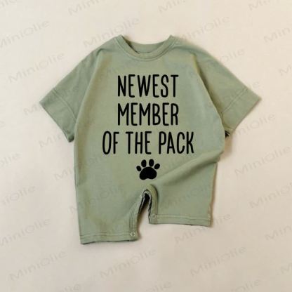 NEWEST MEMBER OF THE PACK Baby Green Slogan Romper - Green - 18-24M - image 1