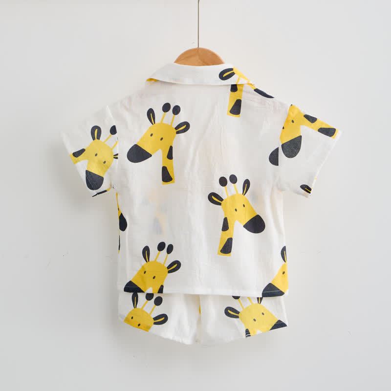 Baby Toddler White Giraffe Shirt and Shorts 2-piece Set - image 3