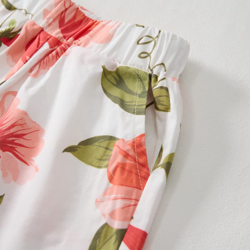 Baby Toddler White Morning Glory Print Strap Top and Shorts 2-piece Set - image 6