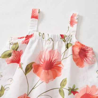 Baby Toddler White Morning Glory Print Strap Top and Shorts 2-piece Set - image 2
