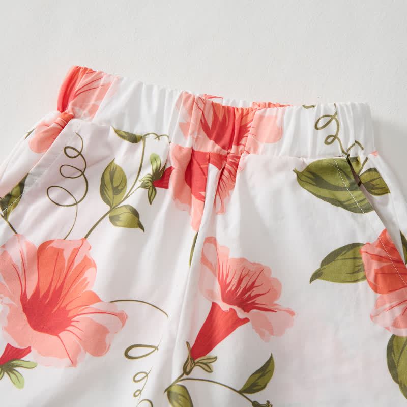 Baby Toddler White Morning Glory Print Strap Top and Shorts 2-piece Set - image 5