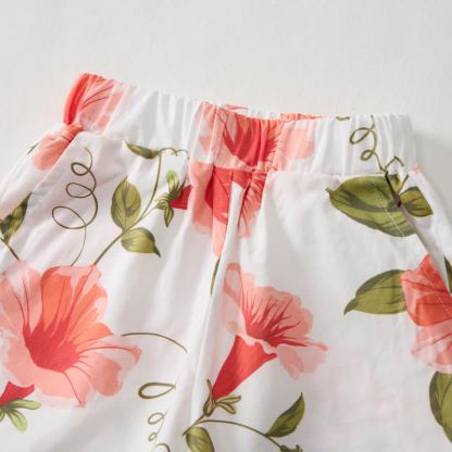 Baby Toddler White Morning Glory Print Strap Top and Shorts 2-piece Set - image 5