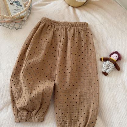 Toddler Soft Cotton Animal Print Gauze Lounge Pants - Brown - 8-9T - image 4