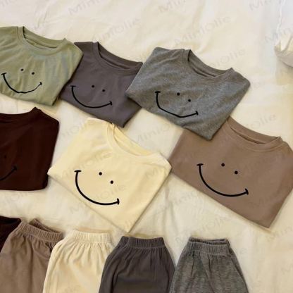 Toddler Soft Modal Smiley Face T-Shirt and Lounge Pants 2-piece Set - image 1