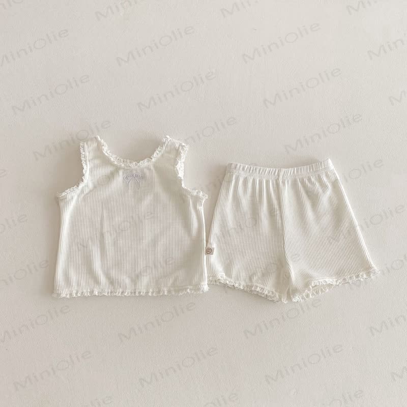 Baby Boys Ruffle Trim Tank Top and Shorts Set - Apricot - 2-3T - image 2