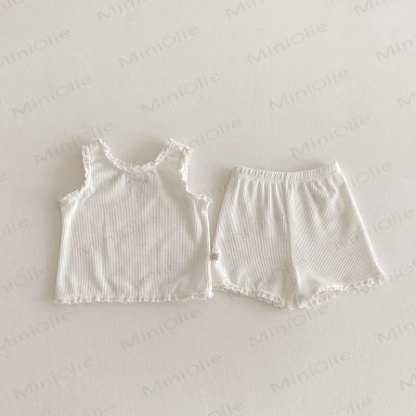 Baby Boys Ruffle Trim Tank Top and Shorts Set - Apricot - 2-3T - image 2