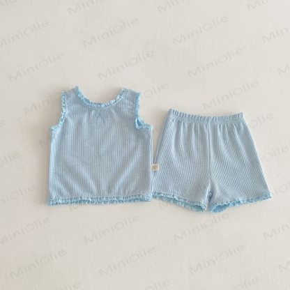 Baby Boys Ruffle Trim Tank Top and Shorts Set - Blue - 2-3T - image 3