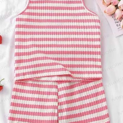 Baby Girls Watermelon Waffle Knit Tank Top and Shorts 2-piece Set - image 2