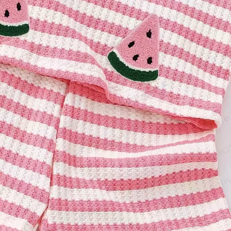 Baby Girls Watermelon Waffle Knit Tank Top and Shorts 2-piece Set - image 4
