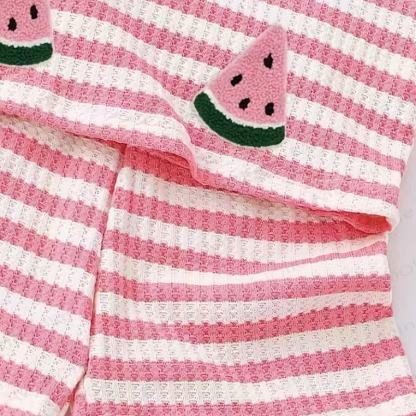 Baby Girls Watermelon Waffle Knit Tank Top and Shorts 2-piece Set - image 4