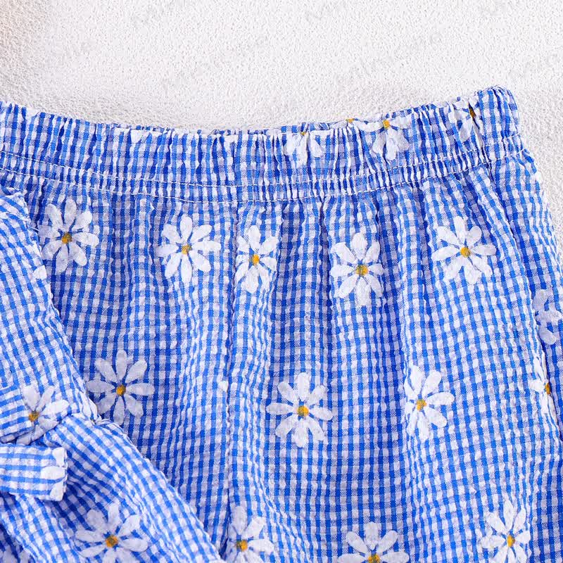 Baby Blue Gingham Daisy Tank Top and Pants 2-piece Set - image 4
