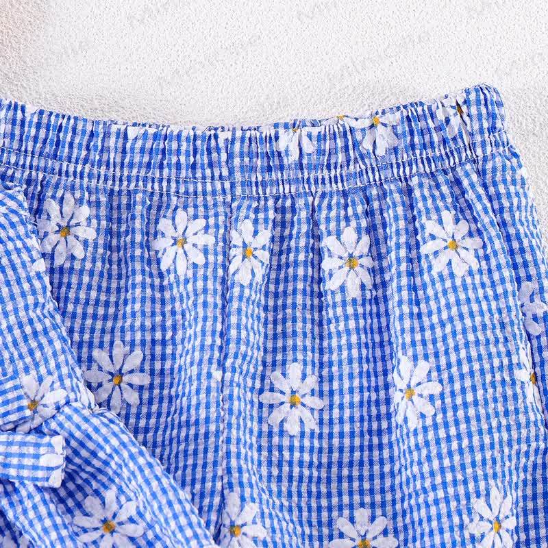 Baby Blue Gingham Daisy Tank Top and Pants 2-piece Set - image 4