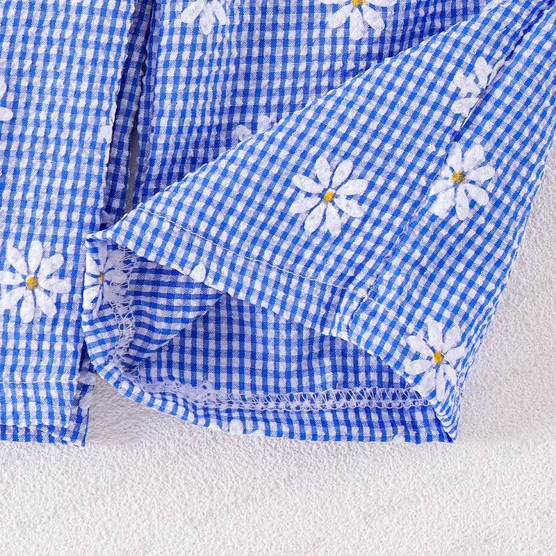 Baby Blue Gingham Daisy Tank Top and Pants 2-piece Set - image 5