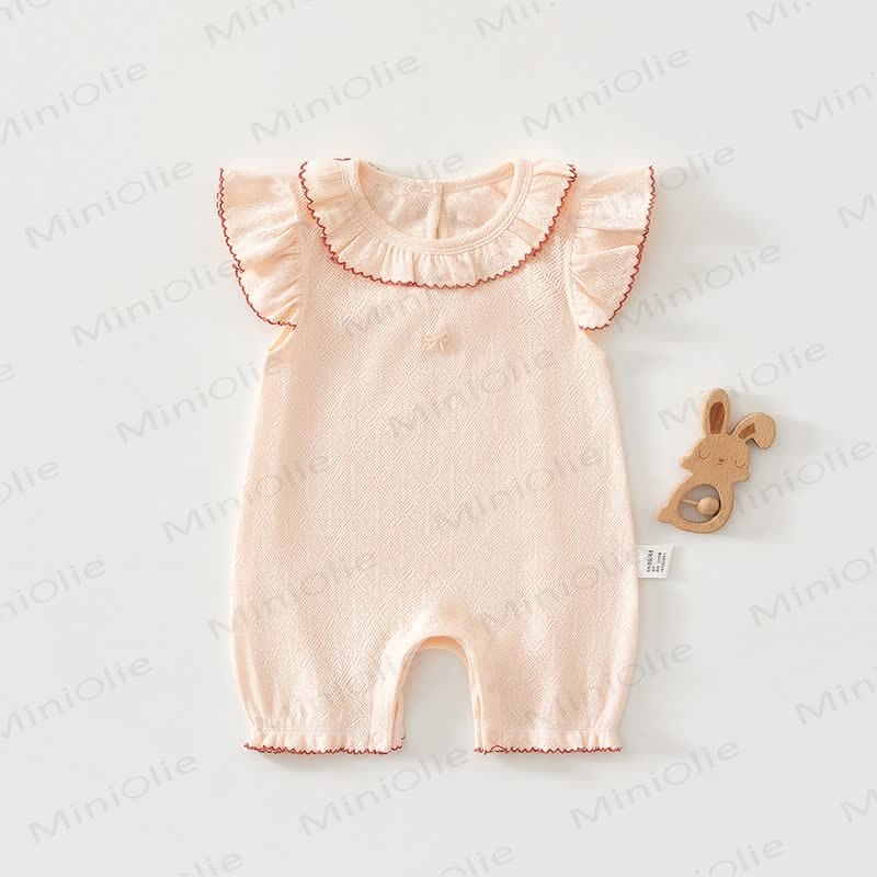 Baby Girls Ruffle Collar Knit Romper - Orange - 18-24M - image 4