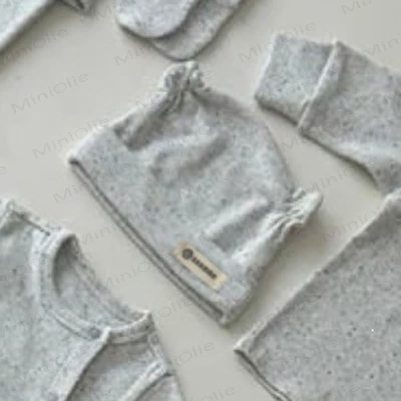 Baby Knit Dots Romper with Cap - Grey Cap - 18-24M - image 5