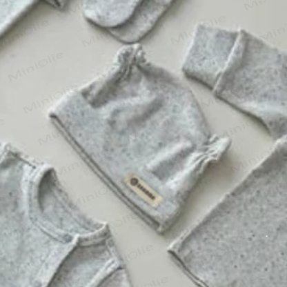 Baby Knit Dots Romper with Cap - Grey Cap - 18-24M - image 5