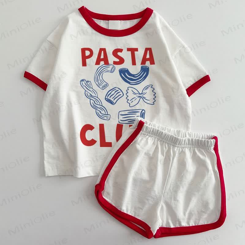 PASTA CLUB Baby White&Red T-shirt and Shorts 2-Piece Set - White&Red - 3-5T - image 1