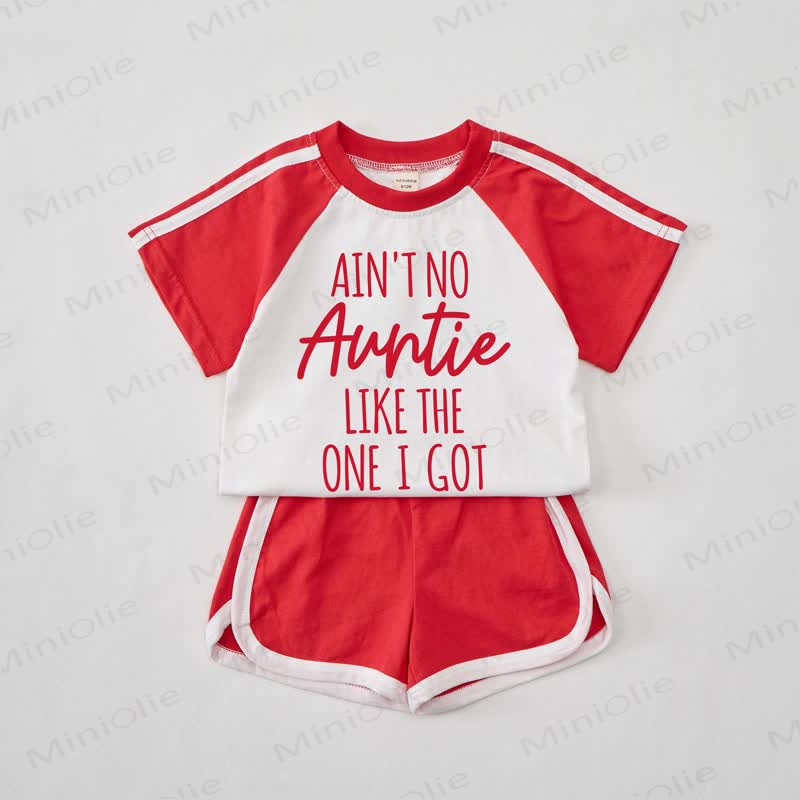 AIN'T NO AUNTIE LIKE THE ONE I GOT Baby Red Tee and Shorts Set - Red - 2-3T - image 1