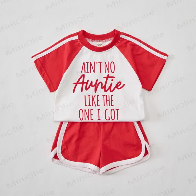 AIN'T NO AUNTIE LIKE THE ONE I GOT Baby Red Tee and Shorts Set - Red - 2-3T - image 1