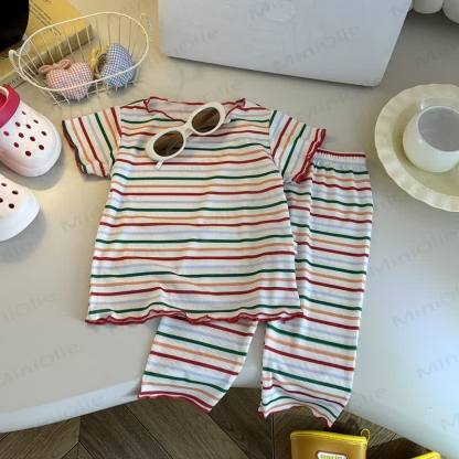 Toddler Soft Stripe Tee and Pants 2-piece Set - Blue - 8-9T - image 5