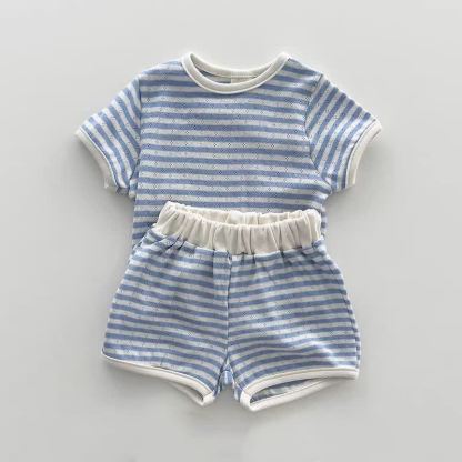 Baby Toddler Striped Top and Shorts 2-piece Set - Blue - 4-5T - image 3