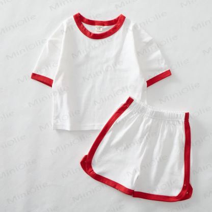 PASTA CLUB Baby White&Red T-shirt and Shorts 2-Piece Set - image 3