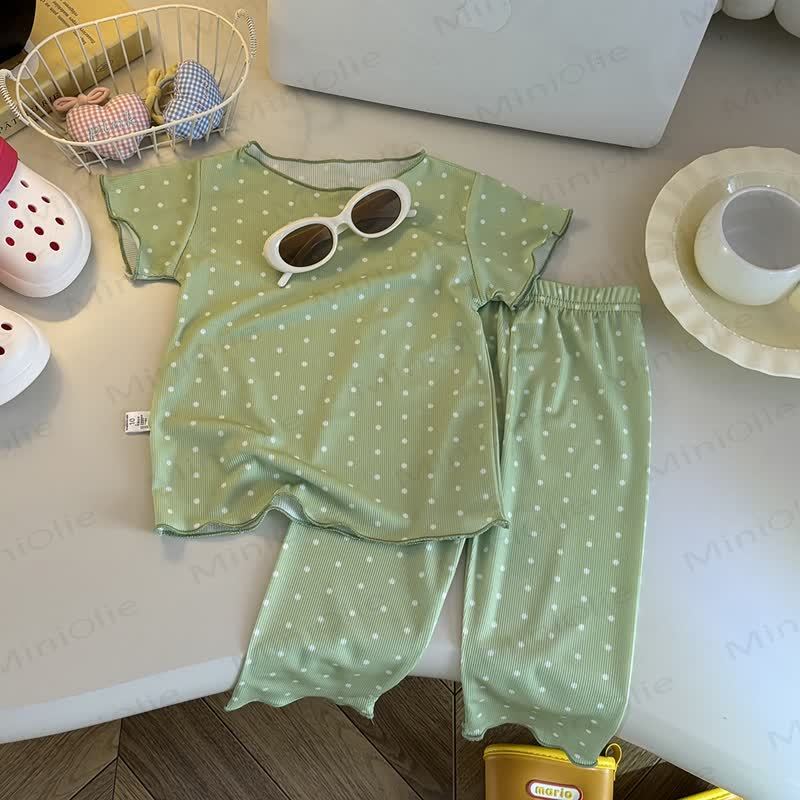 Toddler Soft Stripe Tee and Pants 2-piece Set - Green - 8-9T - image 2