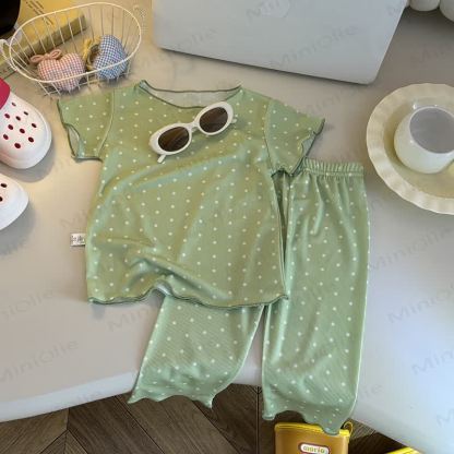 Toddler Soft Stripe Tee and Pants 2-piece Set - Green - 8-9T - image 2
