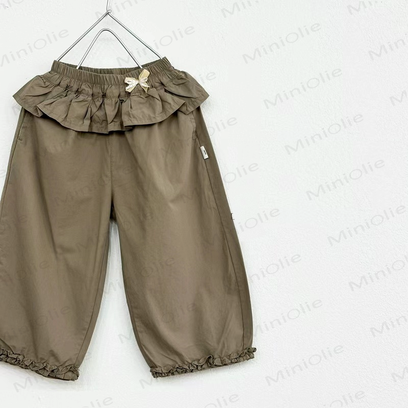 Toddler Girls Ruffle Waist Solid Color Bow Pants - Green - 8-9T - image 3
