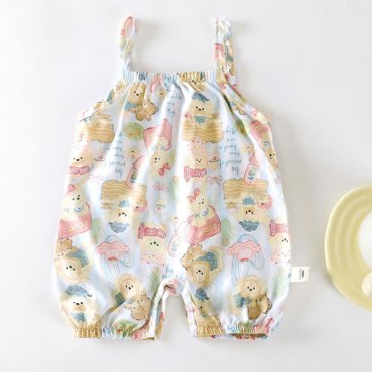 Baby Floral Strap Romper - White Dog - 2-3T - image 3