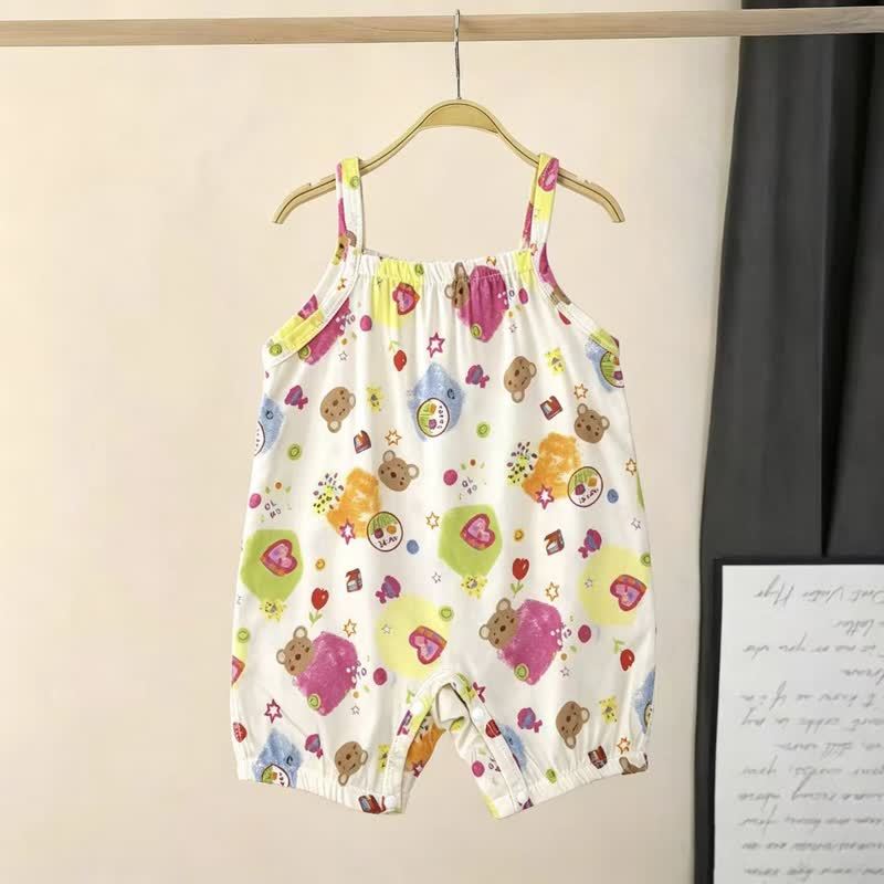 Baby Floral Strap Romper - White Bear - 2-3T - image 8