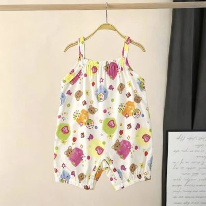 Baby Floral Strap Romper - White Bear - 2-3T - image 8