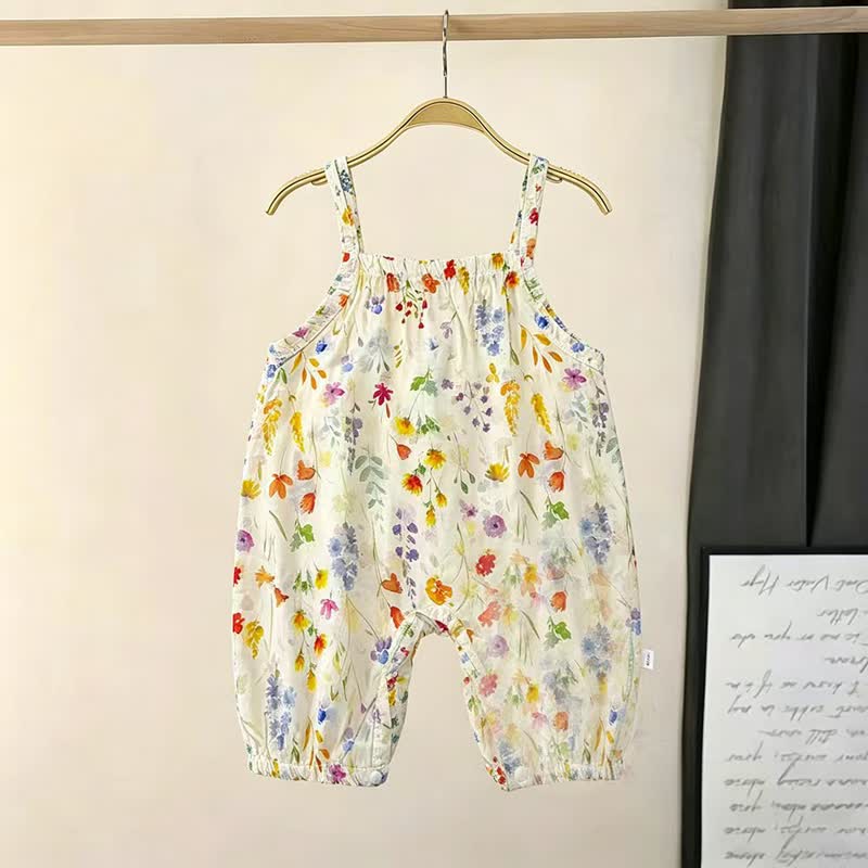 Baby Floral Strap Romper - White Flower - 2-3T - image 9