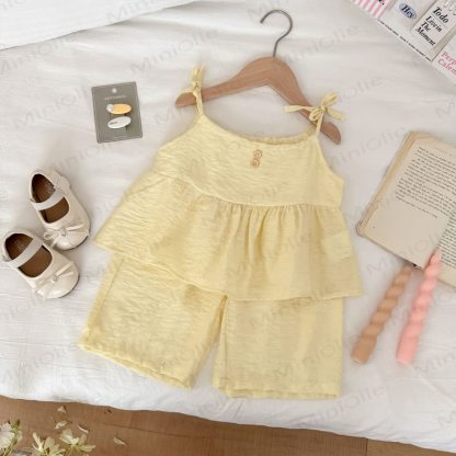 Toddler Baby Girls Solid Color Cami Top and Pants 2-piece Set - Yellow - 5-6T - image 4